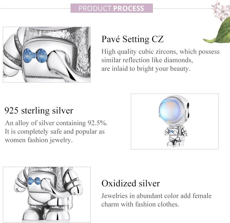 VOROCO Store Charm 925 Sterling Silver Bracelet Necklace Pendant Bead Charms Jewelry Gift for Women Mother Daughter Grandma Family Friends - Image 3